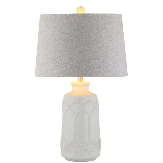 26" Cream Table Lamp With Drum Shade