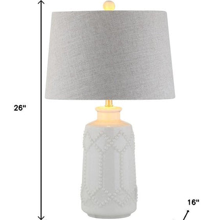 26" Cream Table Lamp With Drum Shade HomeRoots