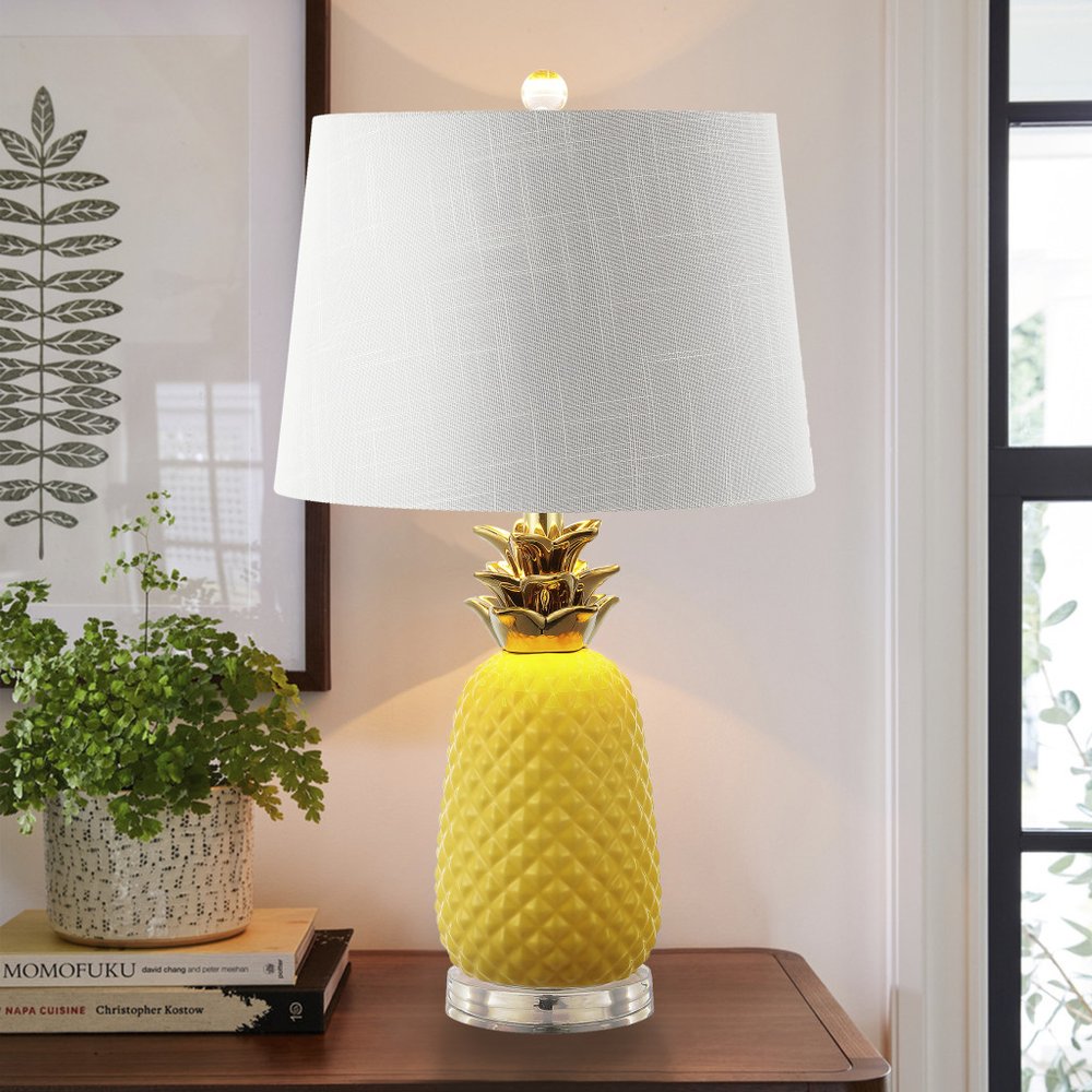 23" Clear Pineapple Table Lamp LED With Globe Shade