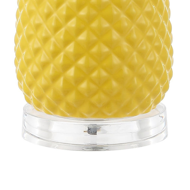 23" Clear Gold And Yellow Pineapple Table Lamp With Globe Shade HomeRoots
