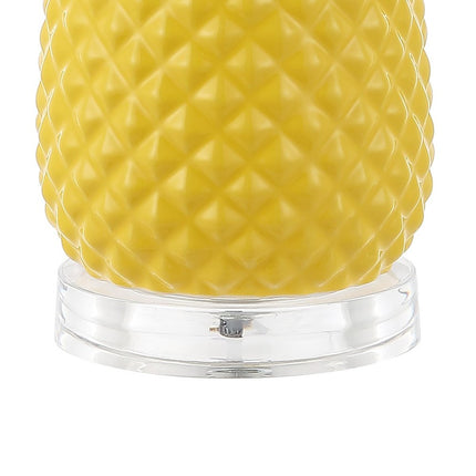 23" Clear Gold And Yellow Pineapple Table Lamp With Globe Shade HomeRoots