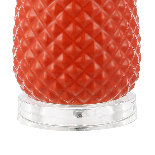 23" Orange Gold And Clear Ceramic And Acrylic Pineapple Table Lamp With Drum Shade HomeRoots
