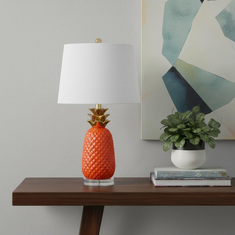 23" Clear Pineapple Table Lamp LED With Globe Shade