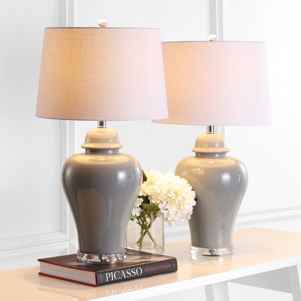 Set of Two 27" Clear Novelty Table Lamps LED With Globe Shades