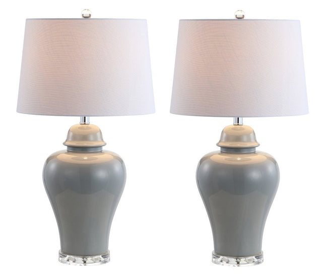 Set of Two 27" Clear Novelty Bedside Lamps With Empire Shades HomeRoots