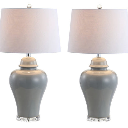 Set of Two 27" Clear Novelty Bedside Lamps With Empire Shades HomeRoots