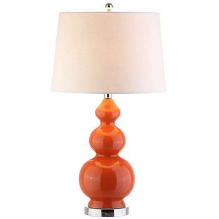 28" Orange And Silver Novelty Table Lamp With Drum Shade HomeRoots