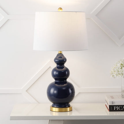 28" Navy Blue And Gold Novelty Table Lamp With Empire Shade HomeRoots