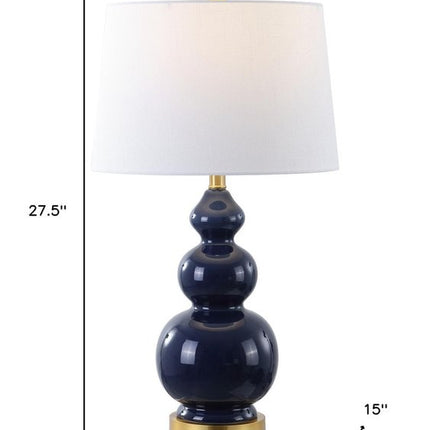 28" Navy Blue And Gold Novelty Table Lamp With Empire Shade HomeRoots