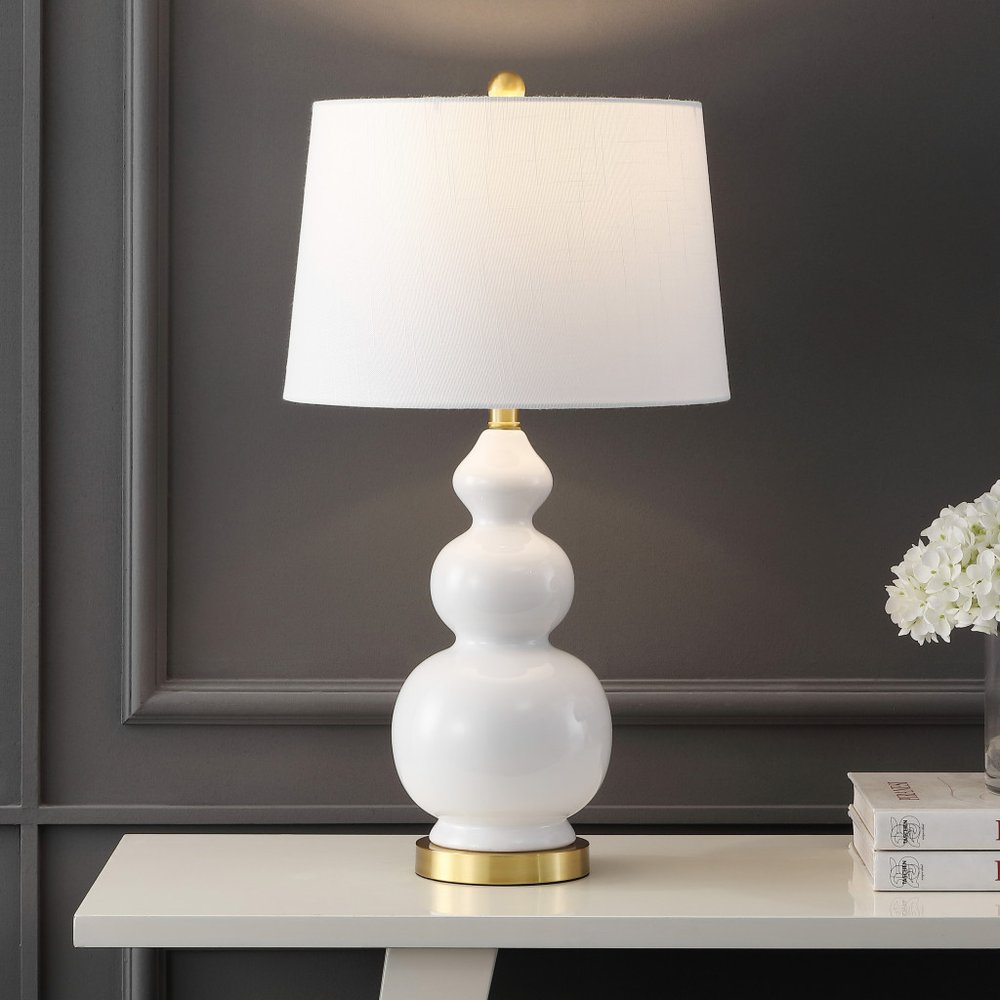 28" Gold Novelty Table Lamp LED With Drum Shade