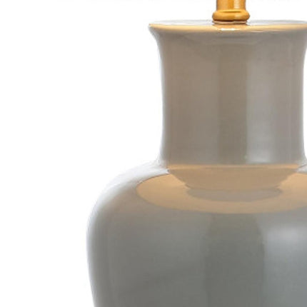 29" Gray And Gold Urn Bedside Lamp With Drum Shade HomeRoots