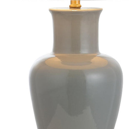 29" Gray And Gold Urn Bedside Lamp With Drum Shade HomeRoots
