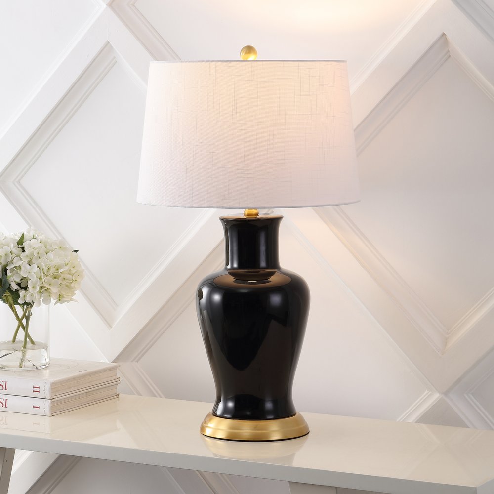 29" Gold Urn Table Lamp LED With Drum Shade