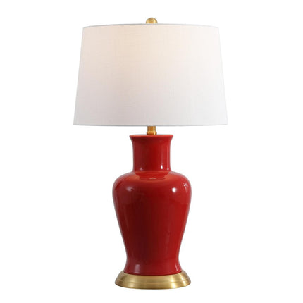 29" Red And Gold Urn Table Lamp With Drum Shade HomeRoots