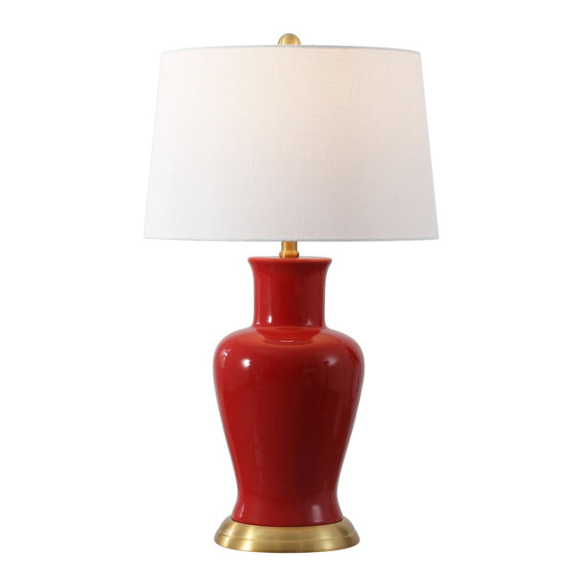 29" Red And Gold Urn Table Lamp With Drum Shade HomeRoots