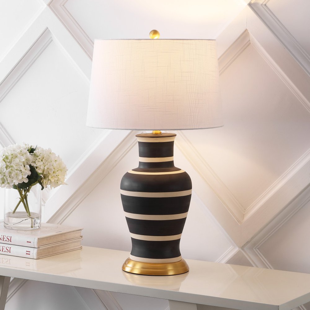 29" Gold Urn Table Lamp LED With Drum Shade