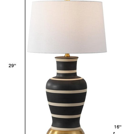 29" Gold Urn Table Lamp With Drum Shade