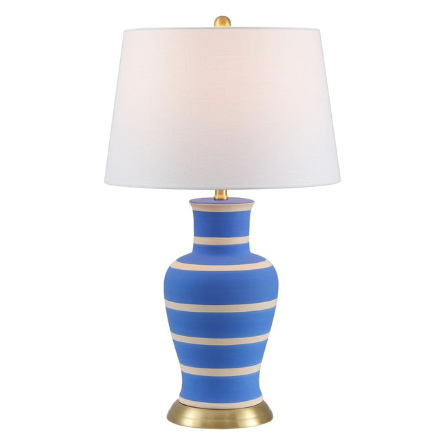 29" Blue Gold And Beige Urn Bedside Lamp With Empire Shade HomeRoots