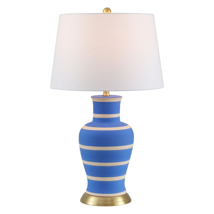 29" Blue Gold And Beige Urn Bedside Lamp With Empire Shade HomeRoots