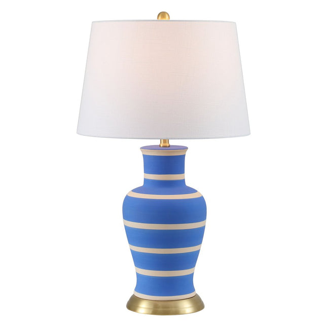 29" Blue Gold And Beige Urn Bedside Lamp With Empire Shade HomeRoots