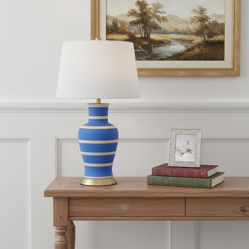 29" Gold Urn Table Lamp LED With Drum Shade