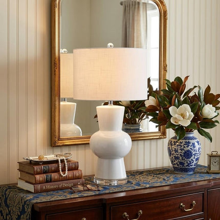 29" Clear Novelty Table Lamp With Drum Shade HomeRoots