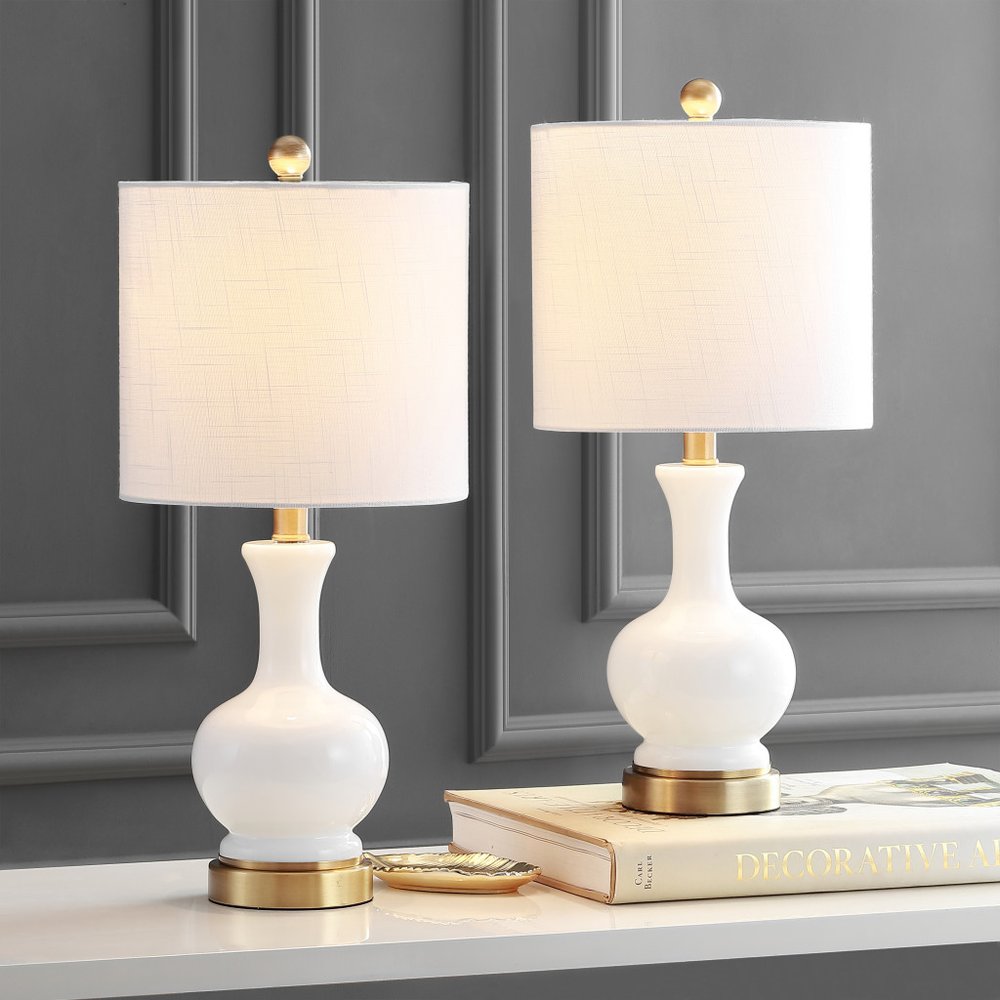 Set of Two 22" Gold Novelty Table Lamps LED With Globe Shades