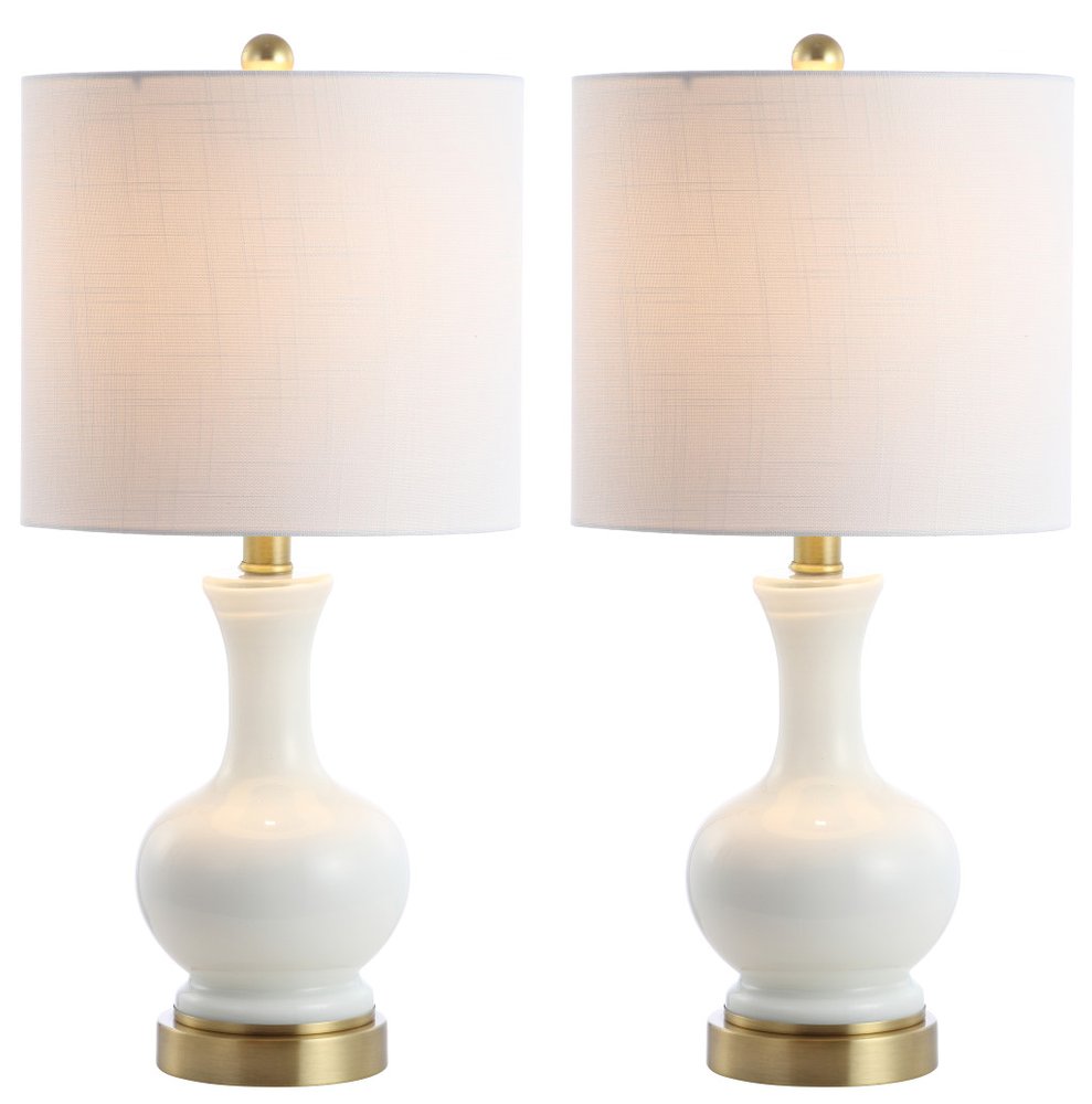 Set of Two 22" Gold Novelty Table Lamps LED With Globe Shades