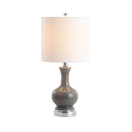 Set of Two 22" Silver Urn Bedside Lamps With Drum Shades HomeRoots