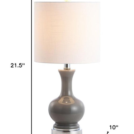 Set of Two 22" Silver Urn Bedside Lamps With Drum Shades HomeRoots