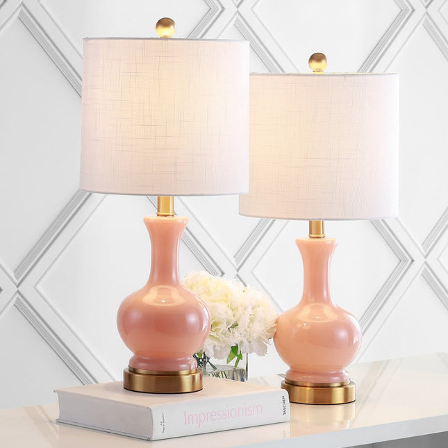 Set of Two 22" Gold Novelty Table Lamps With Drum Shades HomeRoots