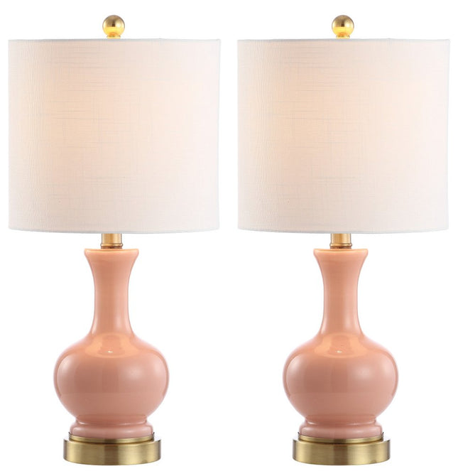 Set of Two 22" Gold Novelty Table Lamps With Drum Shades HomeRoots