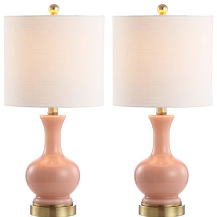 Set of Two 22" Gold Novelty Table Lamps With Drum Shades HomeRoots