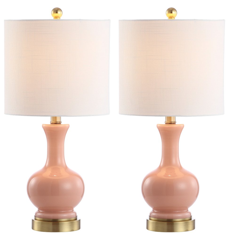 Set of Two 22" Gold Novelty Table Lamps LED With Globe Shades