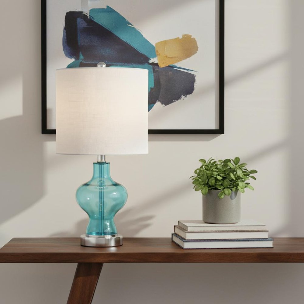 21" Silver Novelty Table Lamp LED With Globe Shade