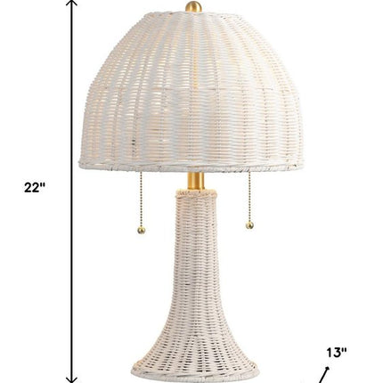 22" White Lantern Bedside Lamp With Dome Shade HomeRoots