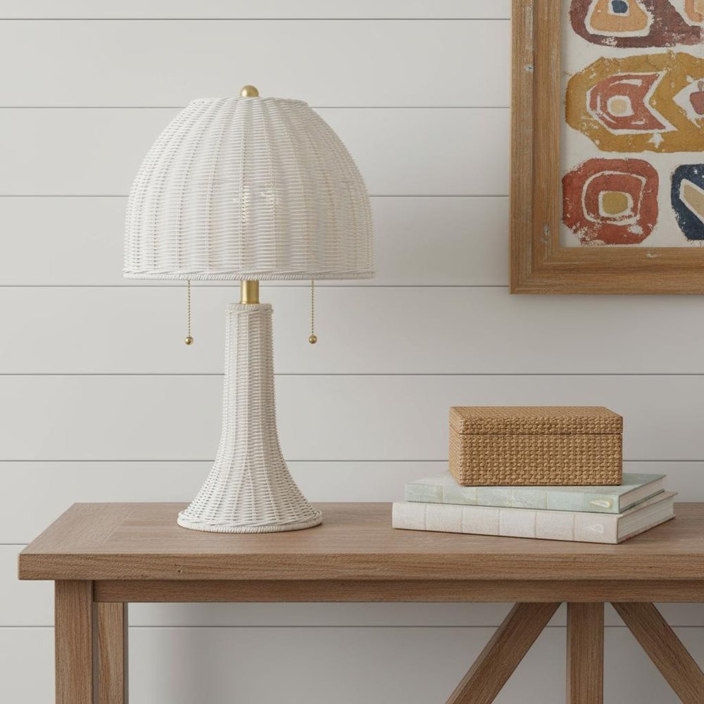 22" White Table Lamp LED With Dome Shade