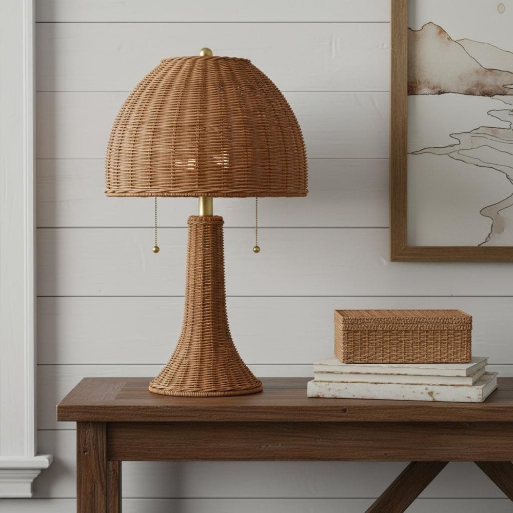 22" Natural Table Lamp LED With Dome Shade