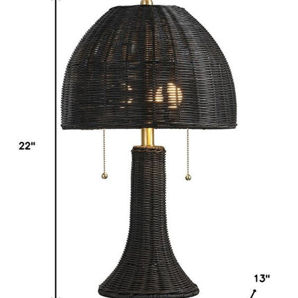 22" Black Round Bedside Lamp With Dome Shade HomeRoots