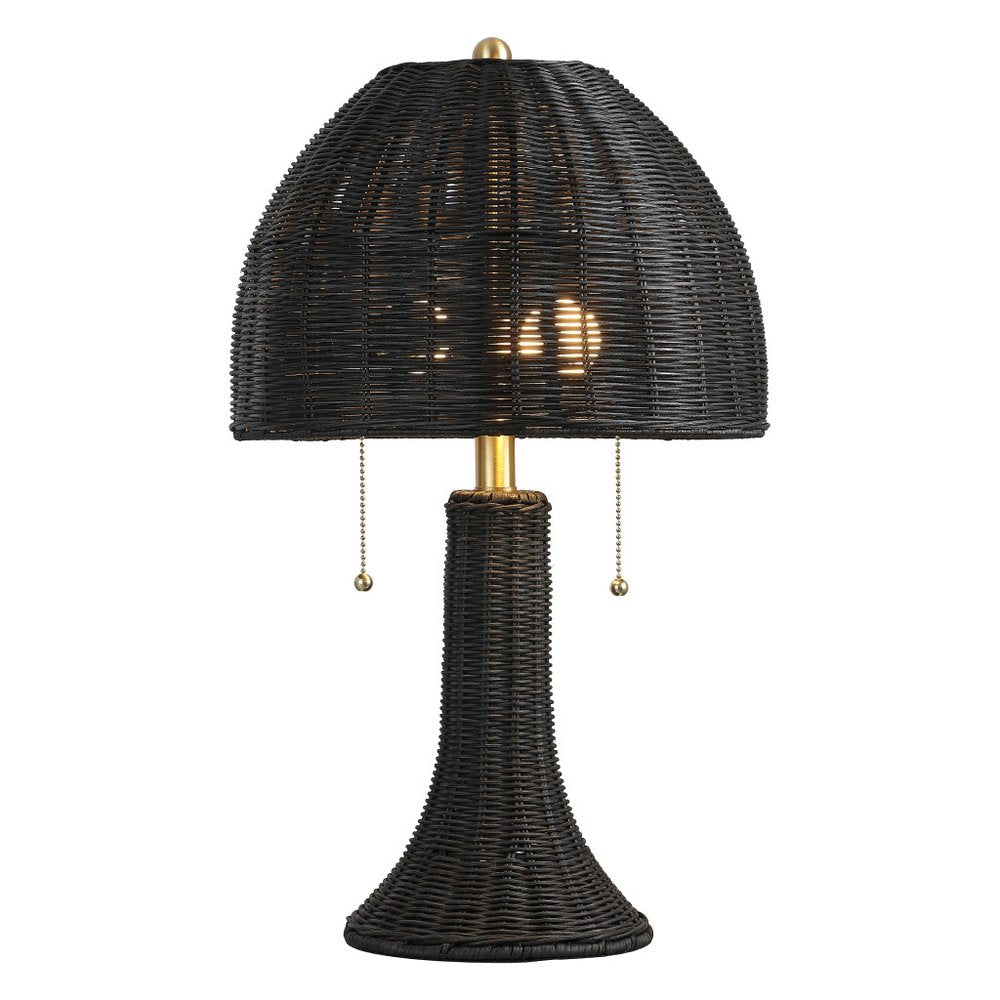 22" Black Table Lamp LED With Dome Shade