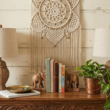 Set of Two 21" Light Brown Urn Table Lamps With Empire Shades HomeRoots