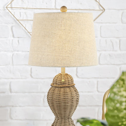 Set of Two 21" Light Brown Urn Table Lamps With Empire Shades HomeRoots