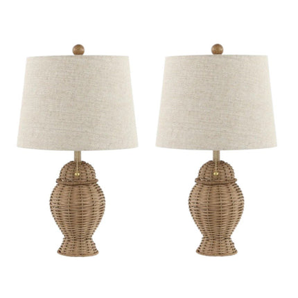 Set of Two 21" Light Brown Urn Table Lamps With Empire Shades