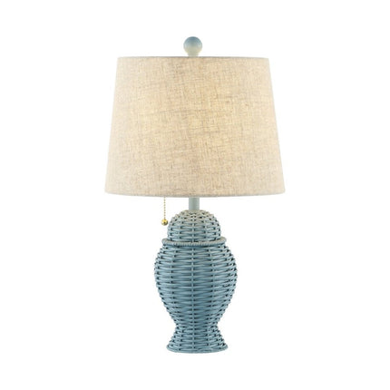 Set of Two 21" Blue Urn Table Lamps With Empire Shades HomeRoots