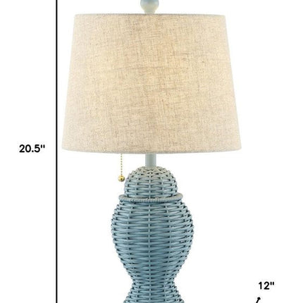 Set of Two 21" Blue Urn Table Lamps With Empire Shades HomeRoots