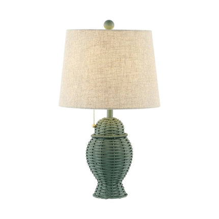 Set of Two 21" Green Urn Bedside Lamps With Empire Shades HomeRoots