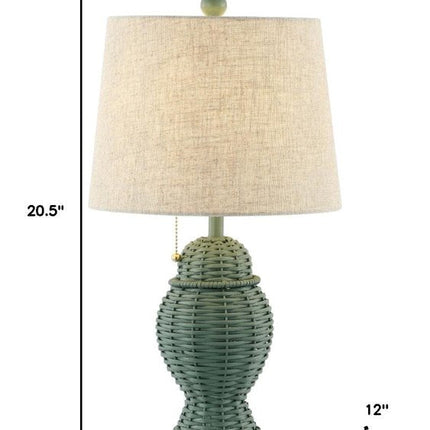 Set of Two 21" Green Urn Bedside Lamps With Empire Shades HomeRoots