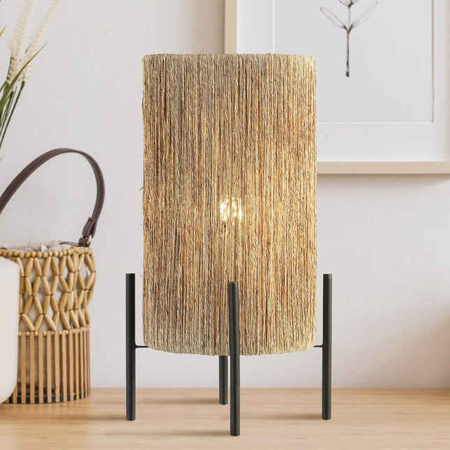 17" Black Table Lamp With Cylinder Shade HomeRoots