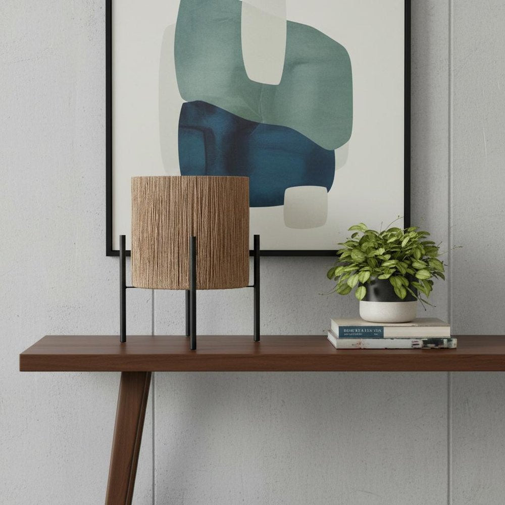 17" Black Table Lamp LED With Cylinder Shade