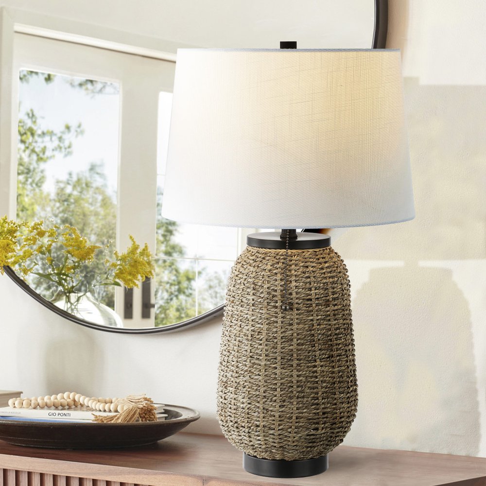 25" Antiqued Bronze Urn Table Lamp LED With Empire Shade